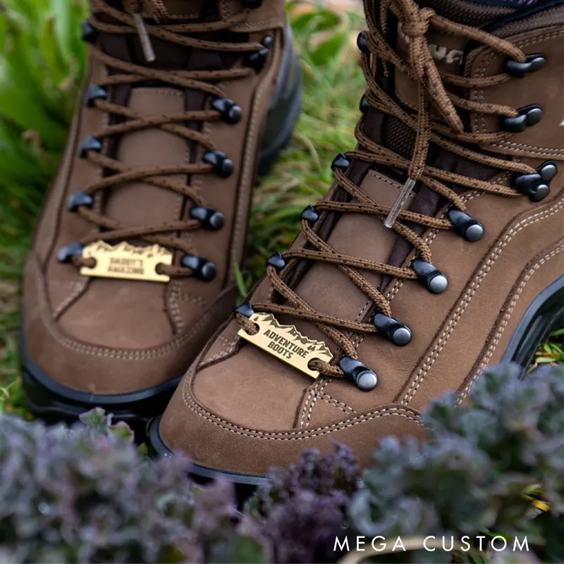 Personalised Solid Brass Hiking Boot Shoe Tags Custom Outdoor Adventure Hiking Walking Lover Gift