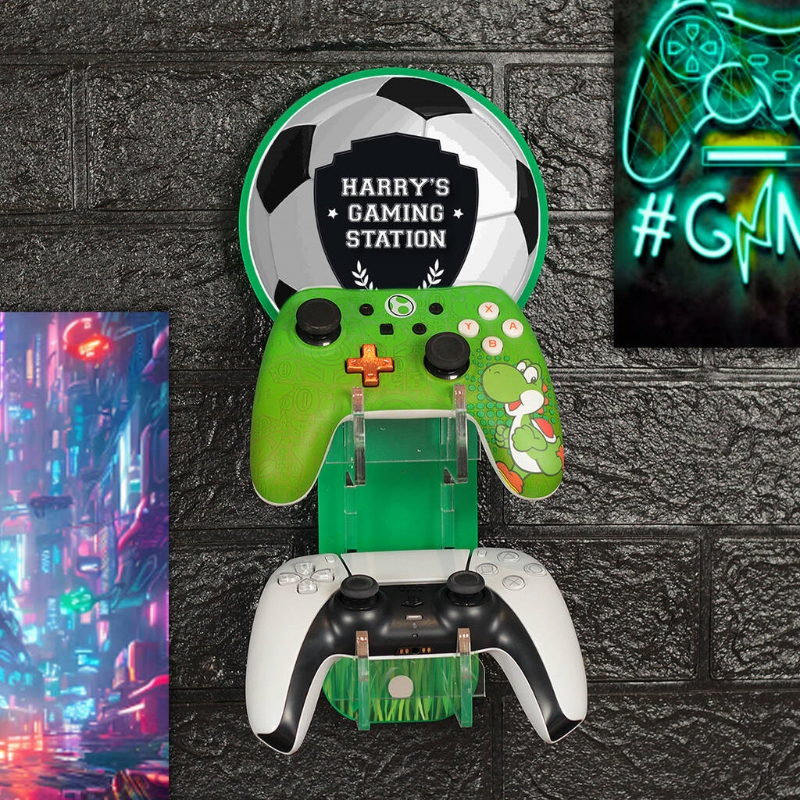 Personalized Wall Mounted Soccer Controller And Headset Holder for Soccer Fans