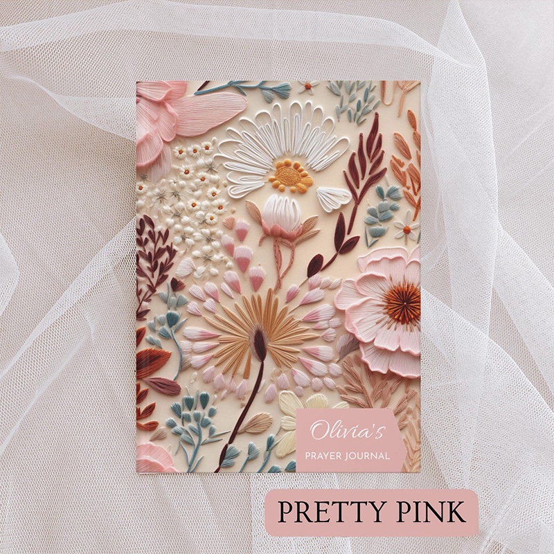 Personalized Elegant Floral A5 Prayer Journal Notebook with Name for Her Sermon Notes Gift for Christian Religious Gift for Women Mom Grandma