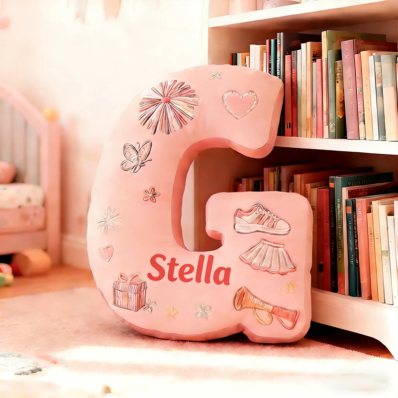 Personalized Cute Cheerleader Letter Pillow with Custom Name for Girls and Cheer Squad Members