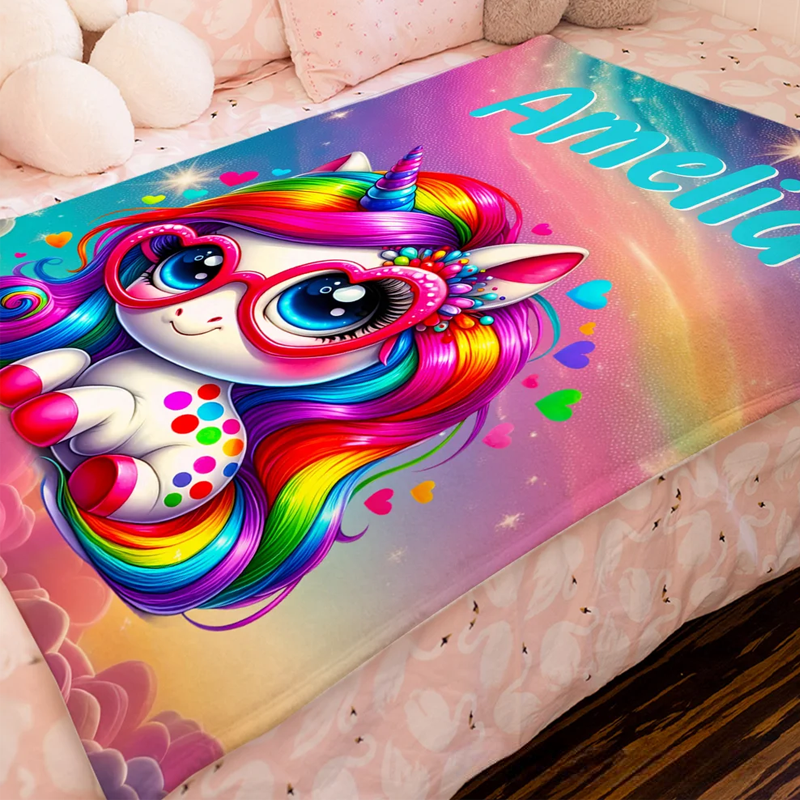 Personalized Soft Blanket with Name for Kids Monster Trucks Dinosaurs Dream Horse Birthday Gift for Children