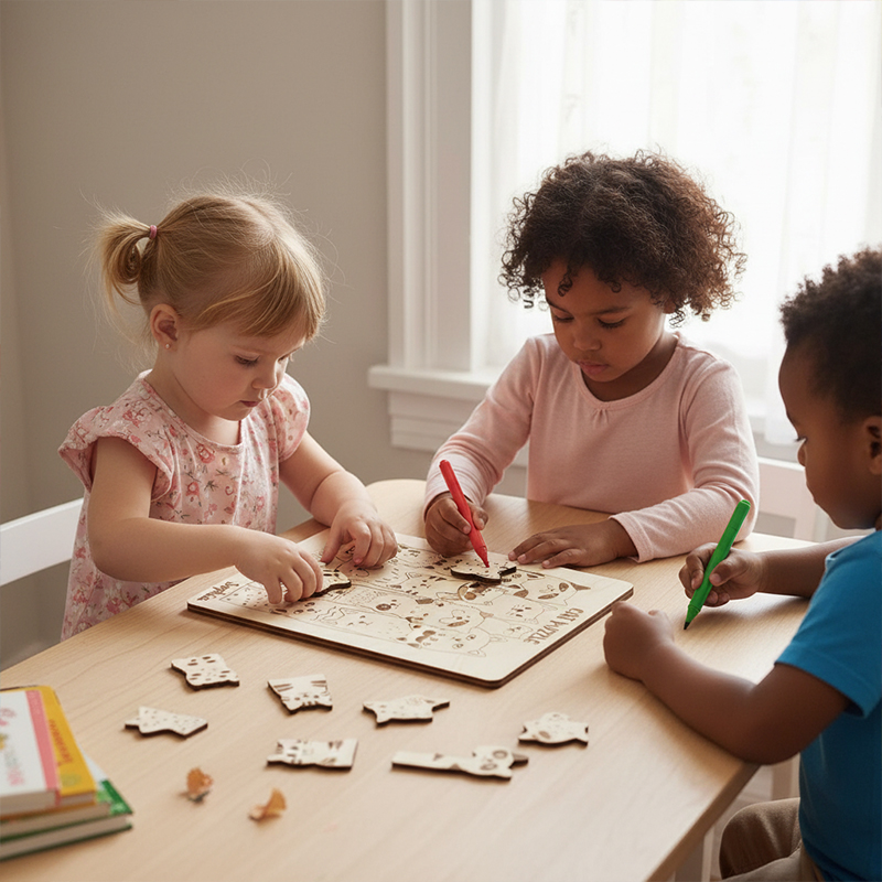 Personalized Wooden Coloring Puzzle for Kids Custom Name Fun DIY Art and Educational Gift