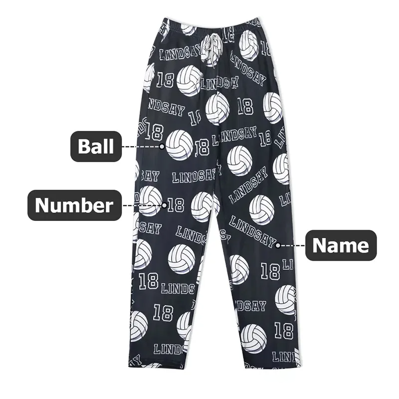 Personalized Sports Themed Pajama Pants with Custom Name and Number 