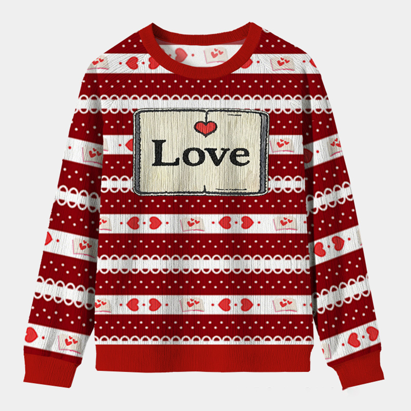 Personalized Bookish Love Heartfelt Ugly Sweater Holiday Gift for Book Lover