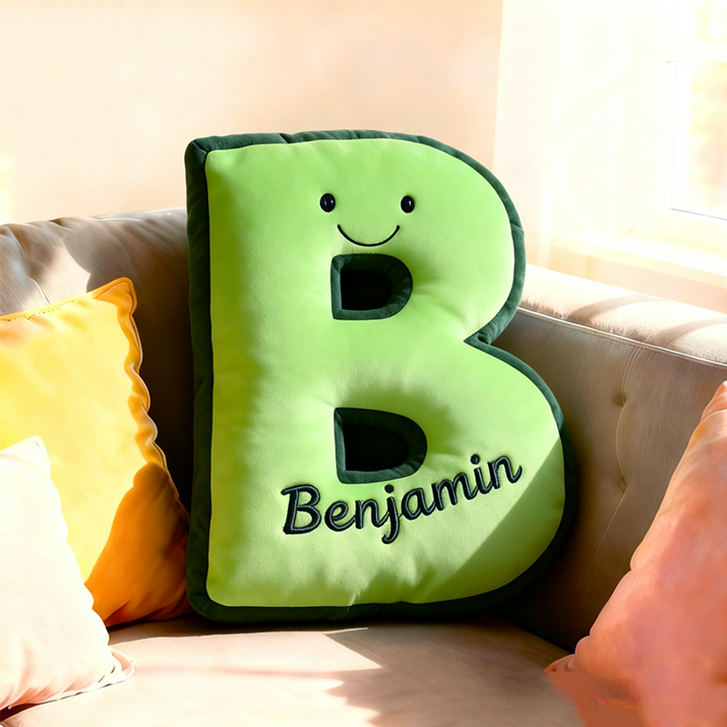 Personalized Cute Avocado Initial Name Pillow Christmas Gift for Kids Family