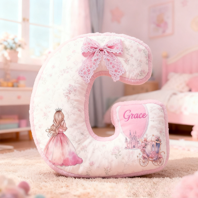 Personalized Pink Dream Fairy Tale Princess with Name Graphic 3D Print Pillow Christmas Gift for Kids 