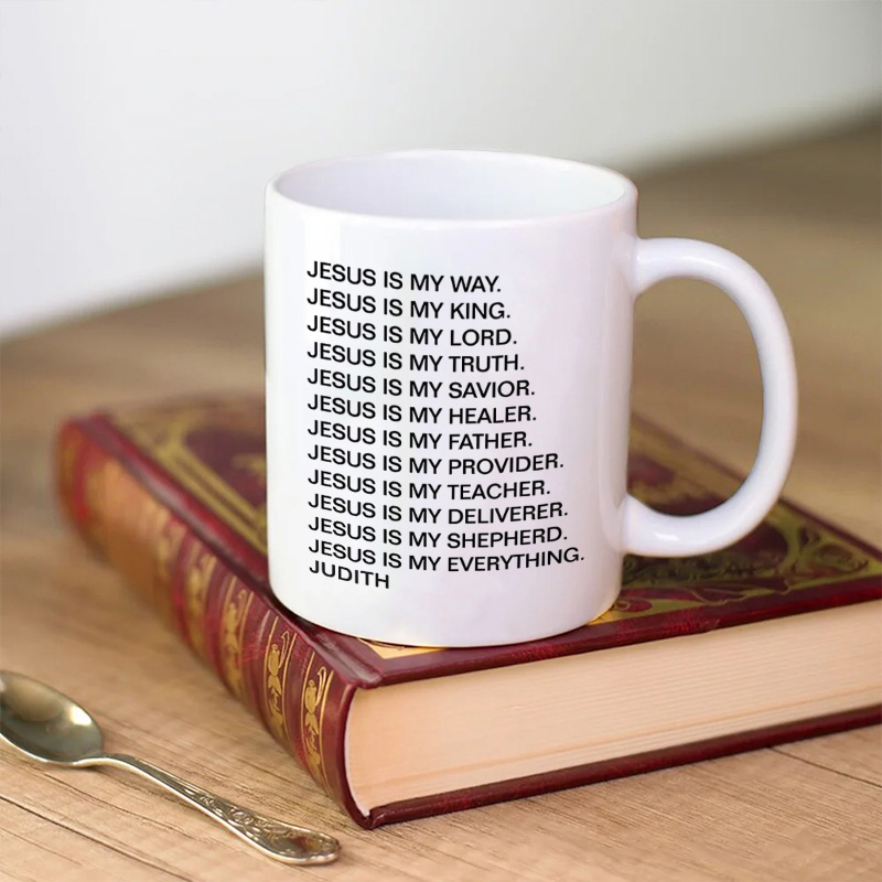 Personalized Jesus is My Way King Savior Shepherd 11oz 15oz Ceramic Mug with Name Many Roles of Jesus Coffee Mug Jesus Cup Religious Christian Gift
