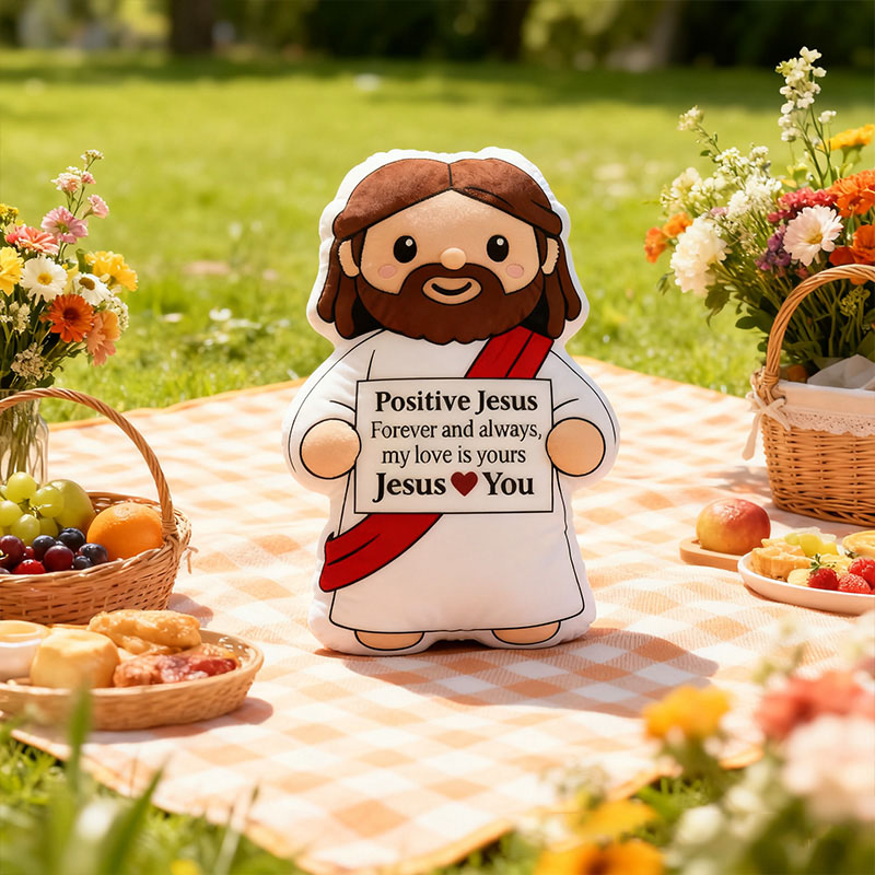 Personalized Cute Positive Jesus Pillow with Custom Love Message Graphic 3D Print Pillow Inspirational Christian Gift Jesus Love Gift Faith Based Gift