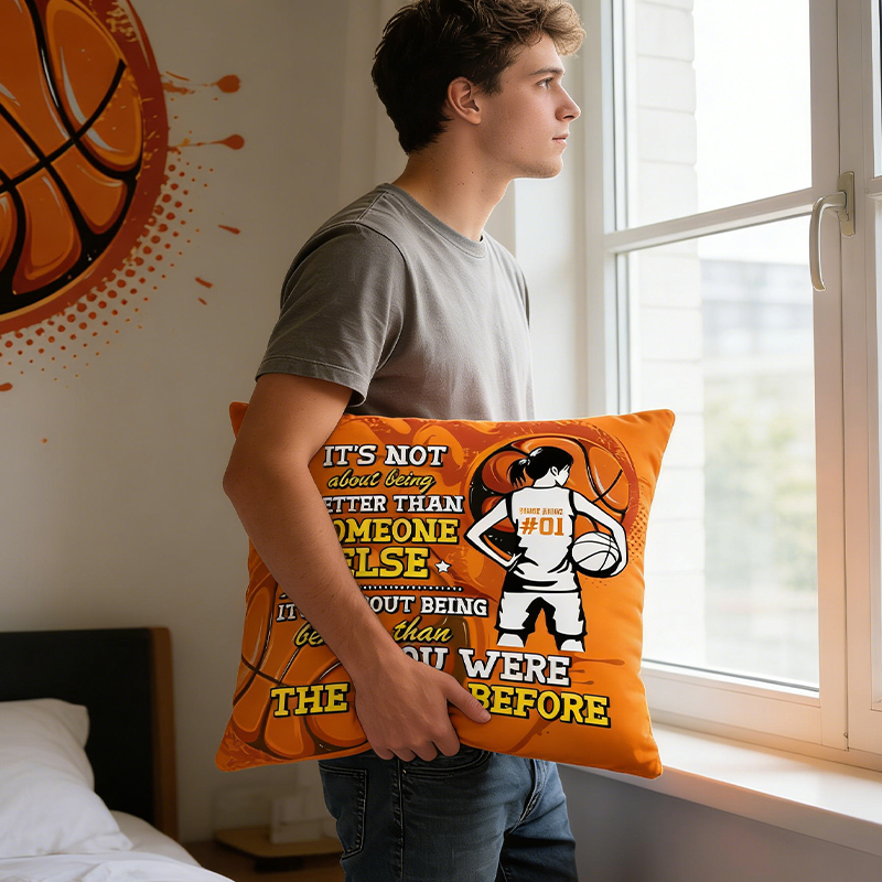 Personalized Basketball Pillow with Custom Name and Motivational Quote   