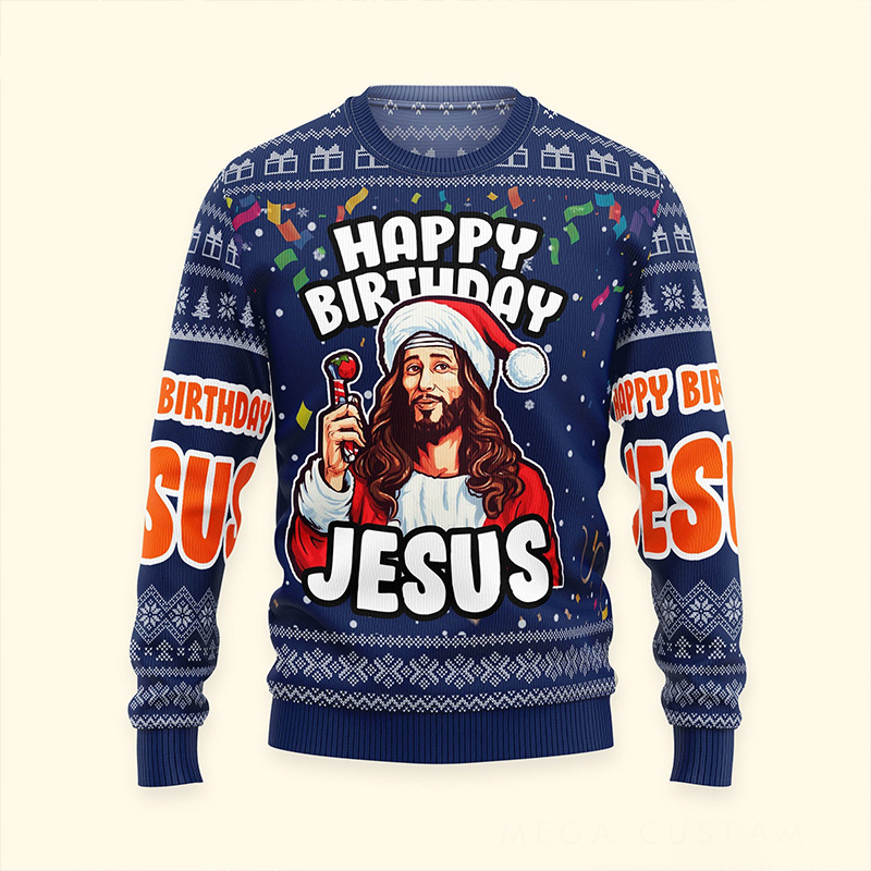 Personalized Go Jesus It's Your Birthday Christmas Ugly Sweater Religious Gift Christians Gift for Christmas Merry Christmas Gift Jesus Lovers Gift