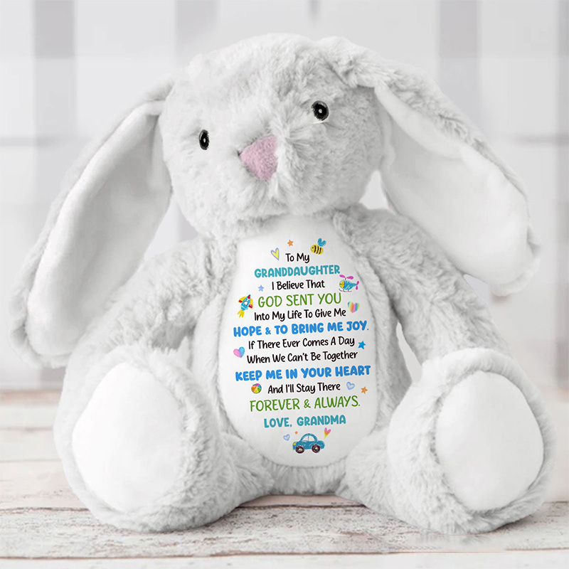 Personalized God Sent You into My Life to Give Me Hope and Joy Cute Rabbit Plush Stuffed Animal Toy with Title Granddaughter Gift from Grandma