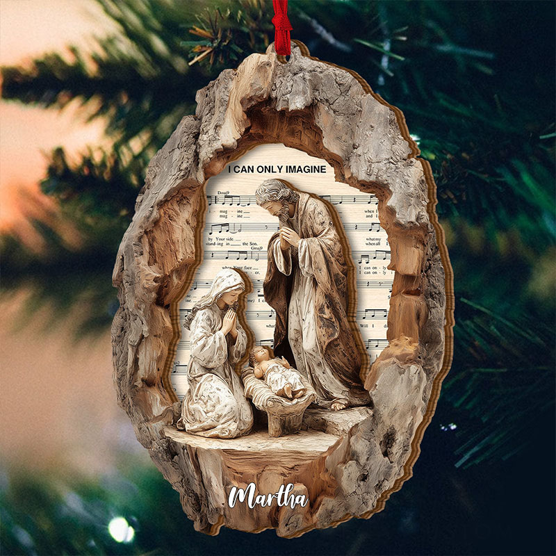 Personalized I Can Only Imagine Nativity Acrylic Ornament with Name Nativity Scene within Tree Hollow Ornament Baby Jesus Virgin Mary Joseph Xmas Gift
