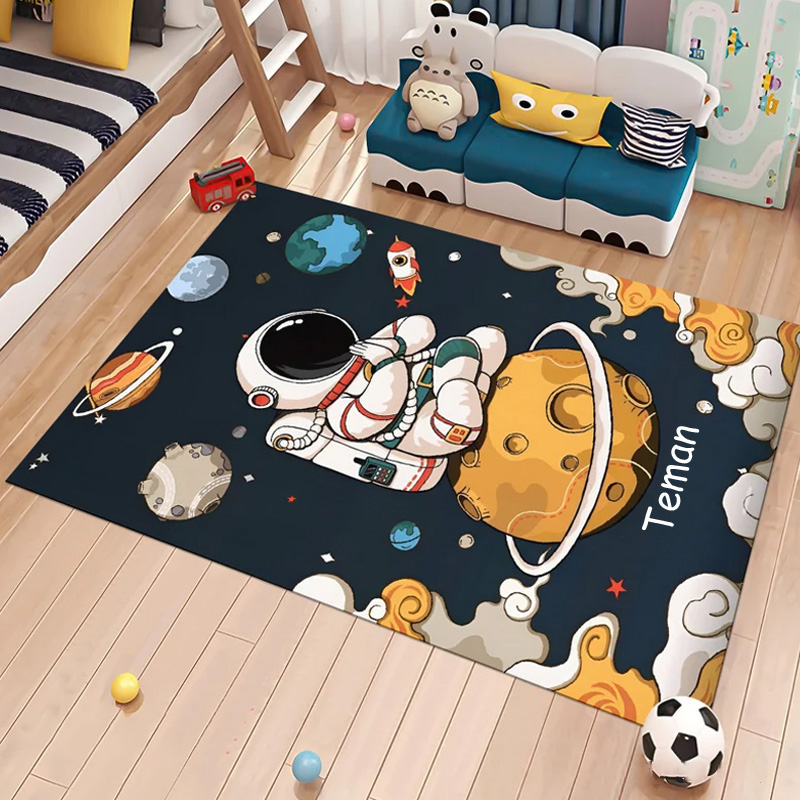 Personalized Astronaut Rug Space Rug Cute Space Decor Custom Kids Rug Gift for Kids Astronomy Enthusiasts