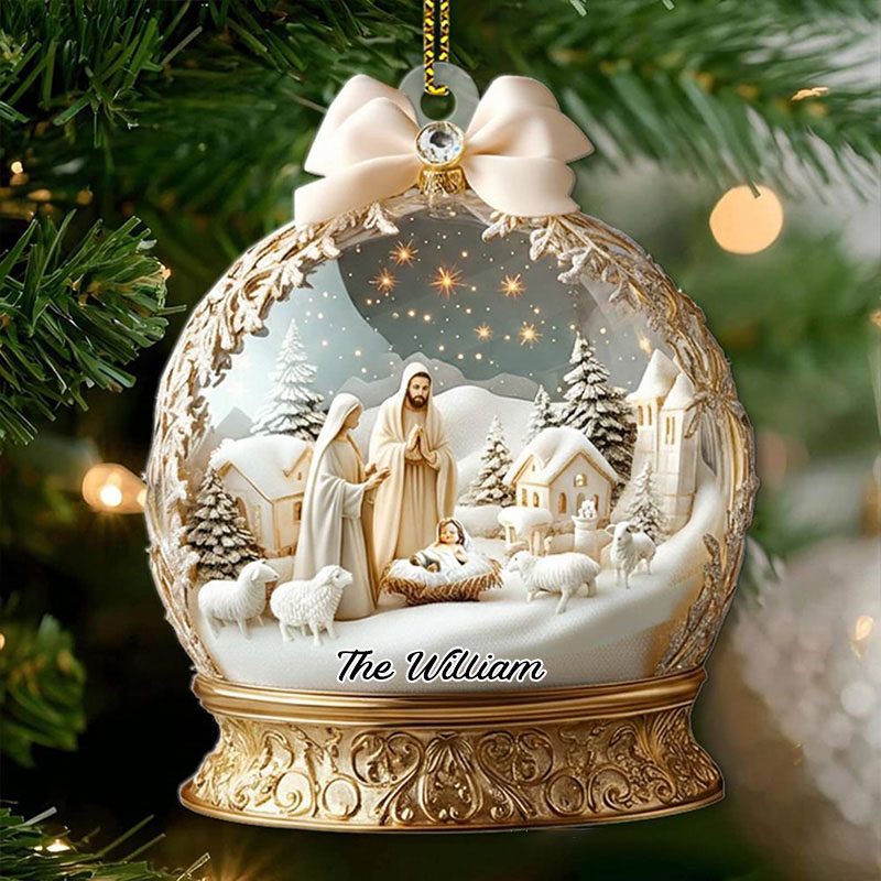 Personalized Nativity Jesus Acrylic Ornament with Name Christian Holiday Gift Decor Nativity Scene Christmas Ornament Religious Gift God Xmas Keepsake