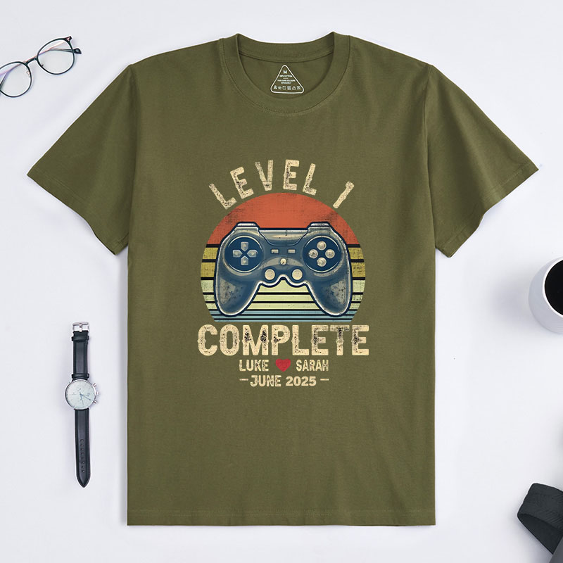 Personalized 1st Wedding Anniversary Gift for Husband Wife Gamer Husband Gift Retro Video Game Shirt Geeky Couple Gift