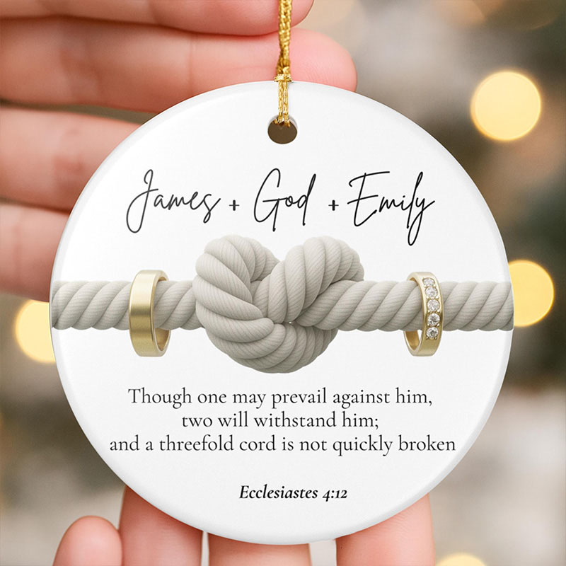 Personalized Ecclesiastes 4:12 Couple Christmas Ornament with Custom Names Christian Wedding Ornament Engagement or Anniversary Gift for Husband Wife