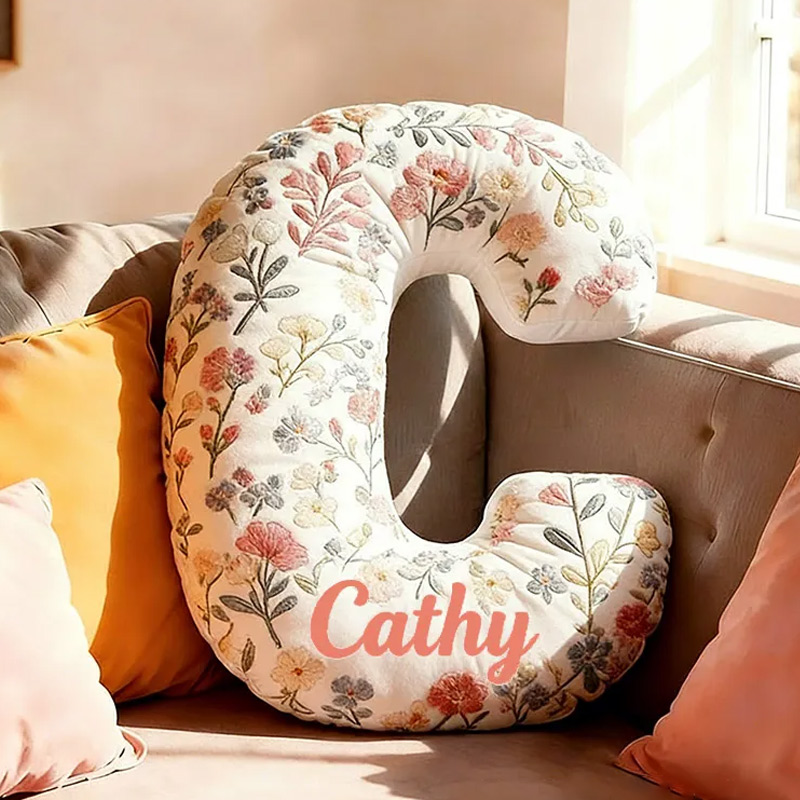 Personalized Flower Letter Pillow with Name Graphic 3D Print Custom Double Sided Pillow Gift for Kids Gardening Lovers Gift