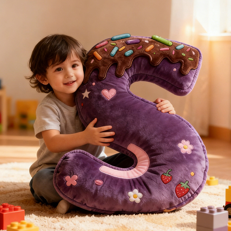 Personalized Donut Cookie Letter Pillow Purple Graphic 3D Print Throw Pillow with Name for Kids Christmas Cookie Baker Christmas Gift Baking Lover