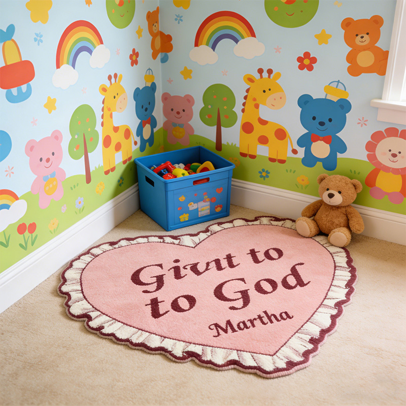Personalize Give it to God Christian Rug with Custom Name Vintage Heart Rug Valentine Galentine Gift Trust in the Lord with all your Heart Bible Gift
