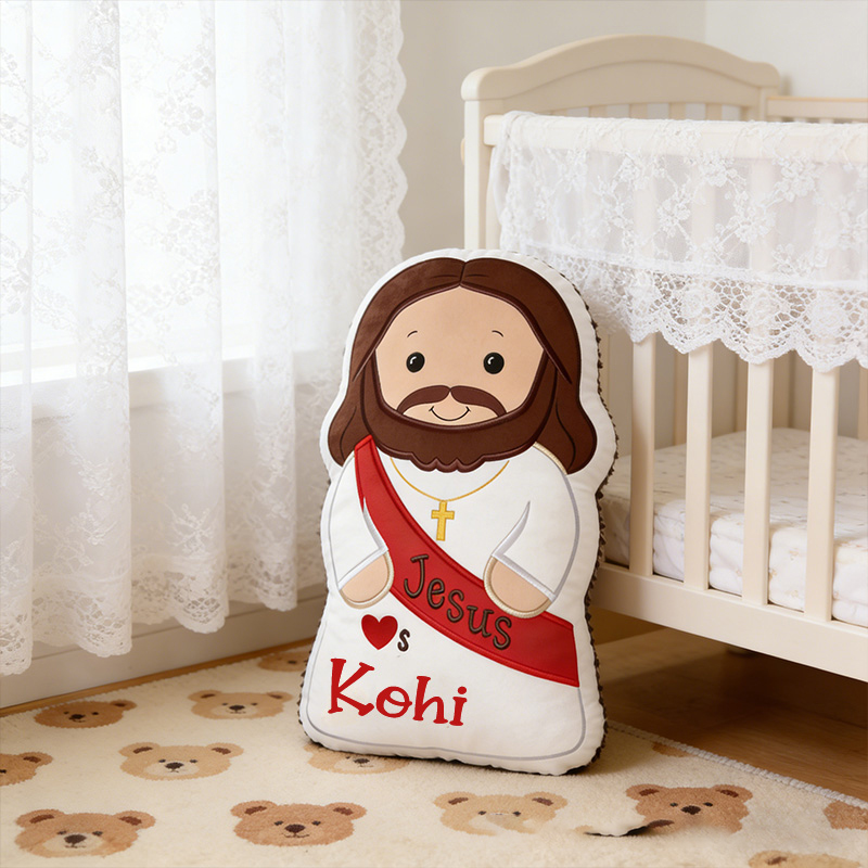 Personalized Jesus Loves Me Pillow with Custom Name Religious Gift Prayer Corner Faith Gift Graphic 3D Print Christian Jesus Pillow for Kids or Adults