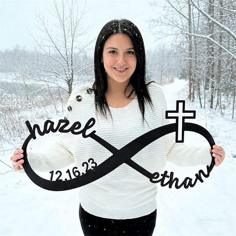 Personalized Infinity with Cross Metal Sign with Custom Names and Date Wall Art Wedding Gift for Couple Anniversary Gift Christian Gift Religious Gift
