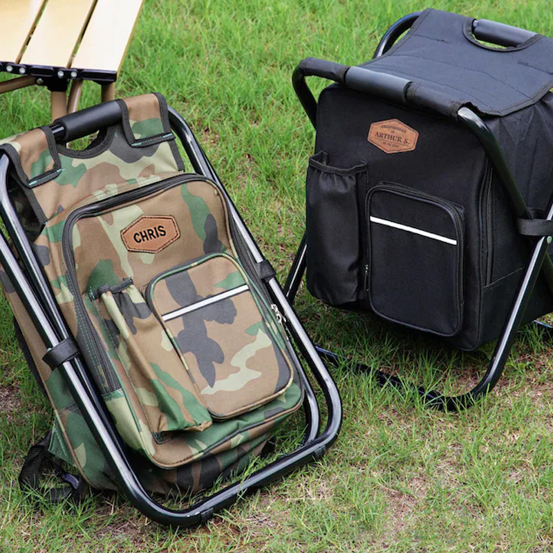 Personalized Cooler Chair Embroidery Backpack Custom Outdoor Lovers Gifts Fishing Gifts for Men Portable Seat Mens Outdoor Gift
