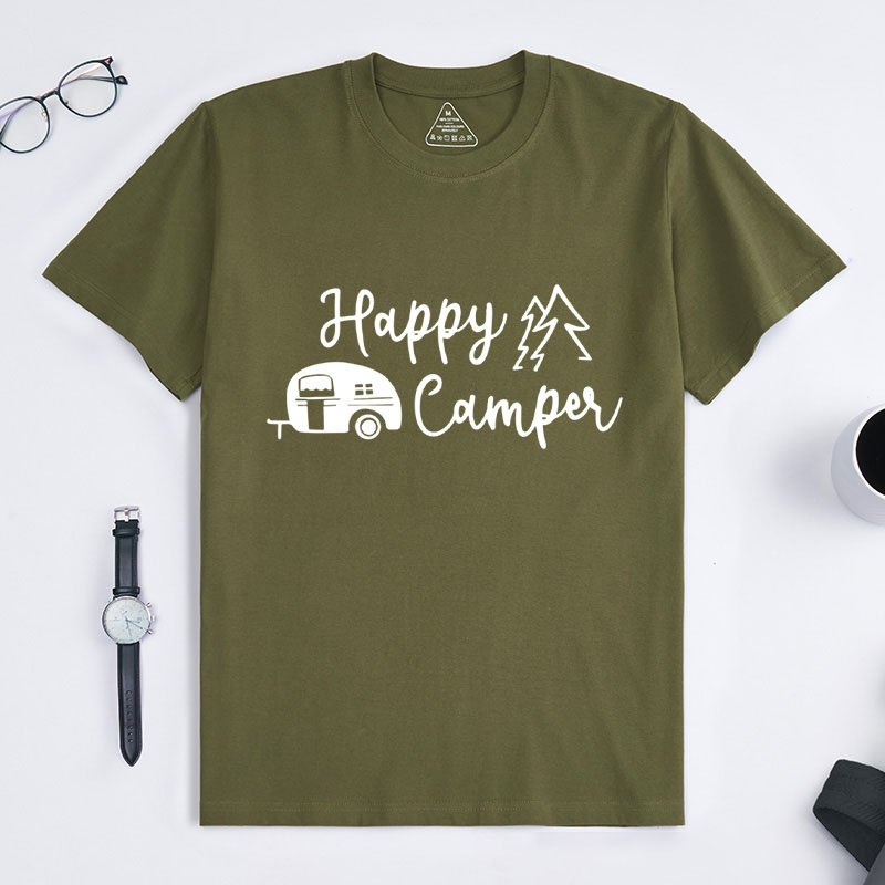 Personalized Hiking Camping Shirts Funny Happy Camper Shirts Gift for Outdoor Camping Adventure