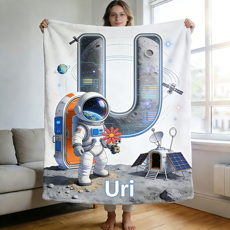 Personalized Space Adventure Blanket Astronaut Alphabet Blanket for Kids