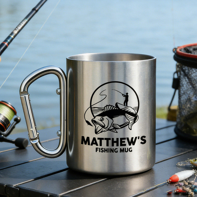 Personalised Fishing Travel Mug Custom Fishing Stainless Steel Mug Gift Outdoors Fishing Lover