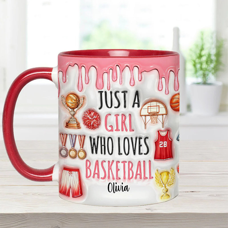 Personalized "Just a Girl Who Loves Basketball" Mug with Custom Text for Female Players and Fans