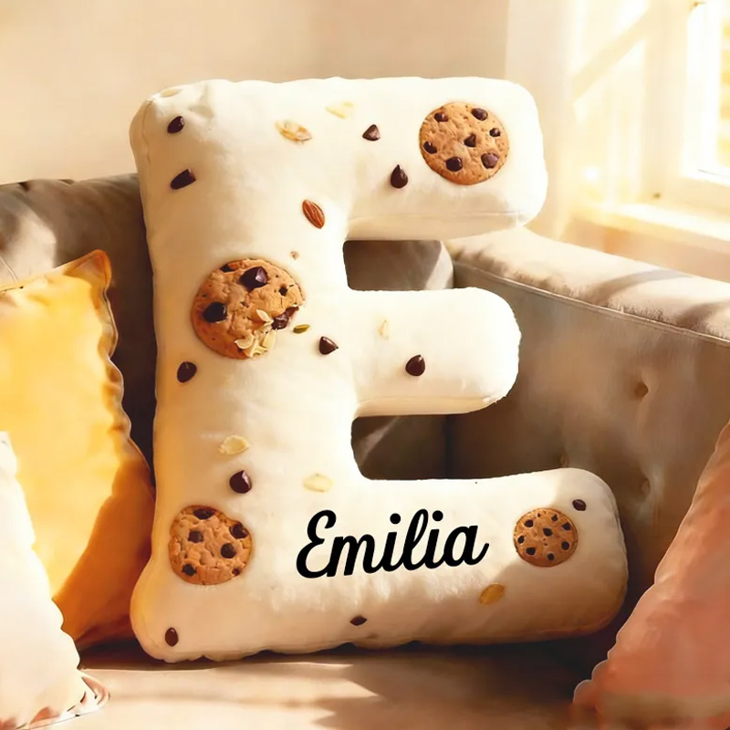 Personalized Cookie Letter Pillow Graphic 3D Print Kids Throw Pillow with Custom Name for Kids Baker Baking Lover