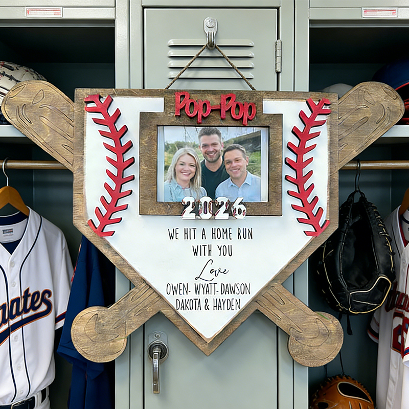 Personalized Baseball Home Plate Photo Frame with Custom Message for Family Memories