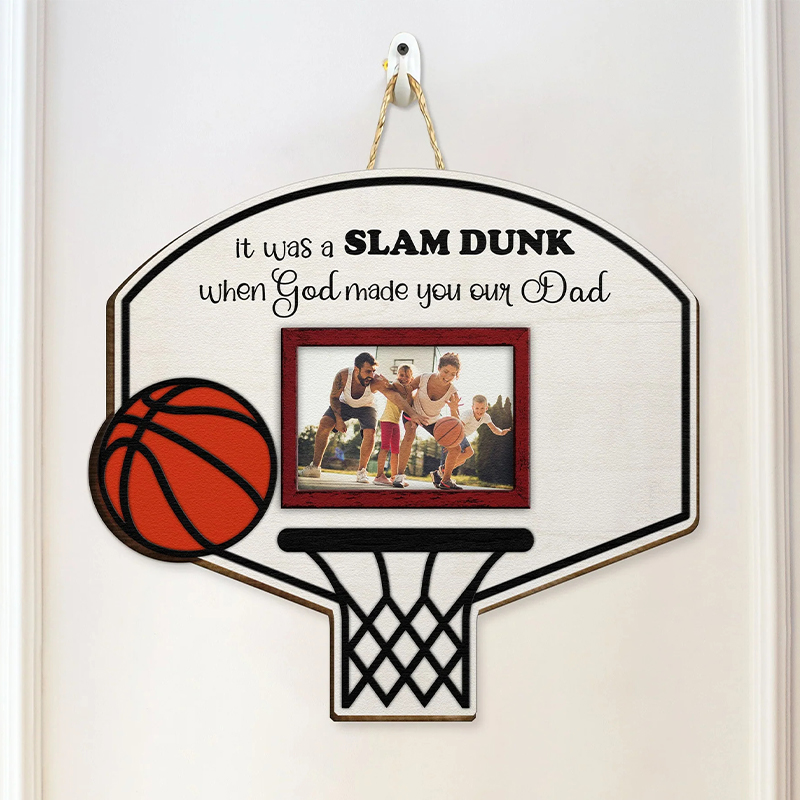 Personalized Basketball Hoop Photo Frame Wall Hanging  for Dad