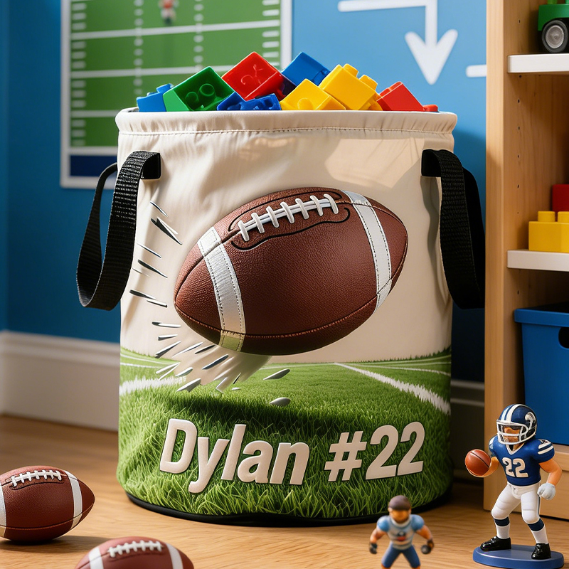 Personalized Football Storage Basket with Custom Name and Number for Football Enthusiasts