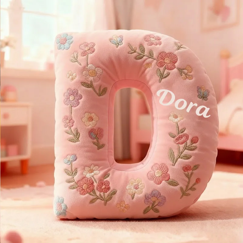 Personalized Letter Pillow Graphic 3D Print Cute Flower Custom Name Pillow Gift for Kids 