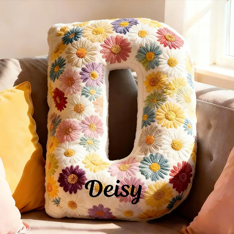 Personalized Cute Flower Letter Pillow Graphic 3D Print Butterfly Custom Name Pillow Gift for Kids 