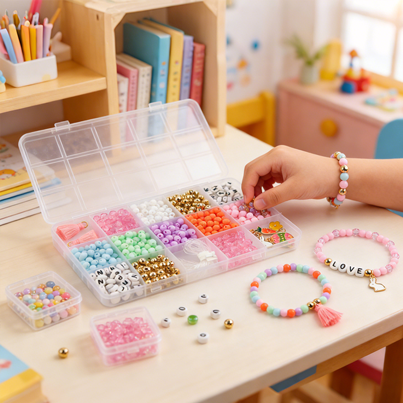 Personalized Easter Bracelet DIY Kit for Kids Custom Name Beads and Acrylic Box with Name Sticker Bunny Love Easter DIY Stretchy Bracelet Craft Kit Activity  Perfect Gift for Kids