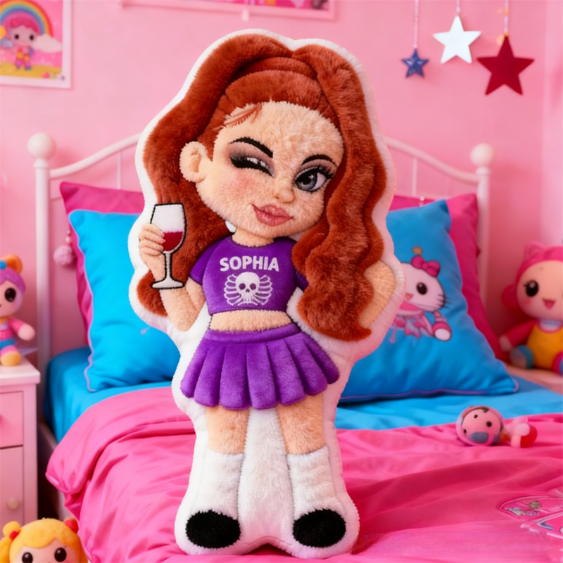 Personalized Y2K Style Cartoon Character with Name Graphic 3D Print Pillow Christmas Gift for Kids Birthday Gift