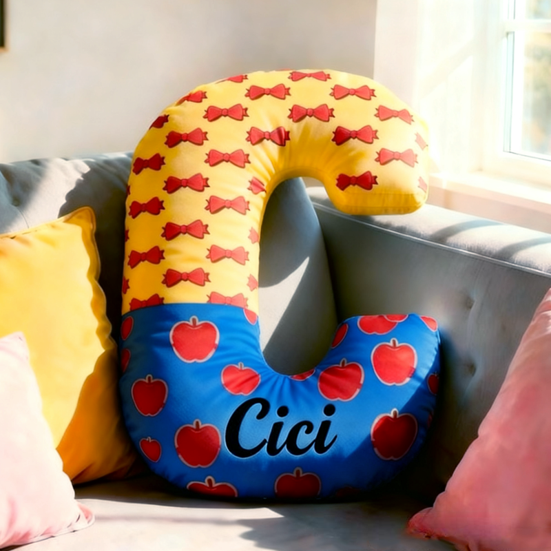 Personalized Cute Fairy Tale Style Initial Name Pillow Christmas Gift for Kids Family