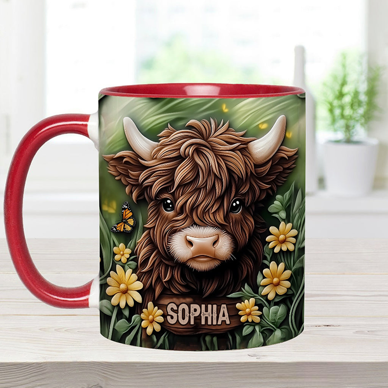 Personalized Baby Highland Cow Accent Mug