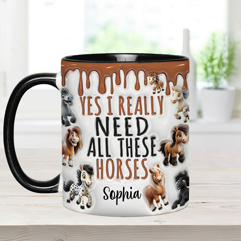 Personalized I Need All These Horses Horse Accent Mug