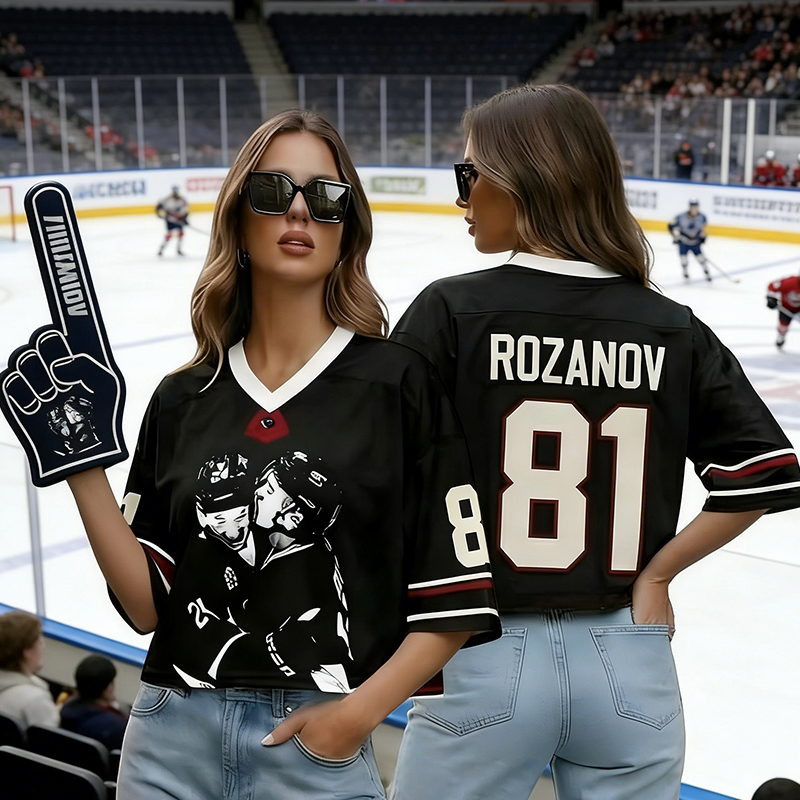 Personalized Hockey Fan Crop Jersey with Customizable Name & Number for Game Day 
