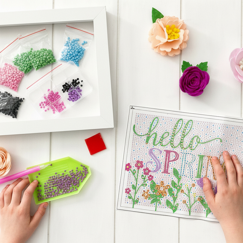 Personalized Easter Diamond Art Kit for Kids DIY Craft Set with Frame and Sparkling Gems Perfect Gift for Kids