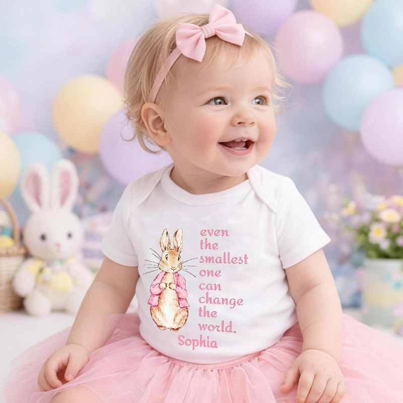 Personalized Easter Bunny Quote Custom Name Cute Infant Outfit Soft Cotton Spring Gift for Newborn Baby Girl Holiday Celebration Baby Bodysuit