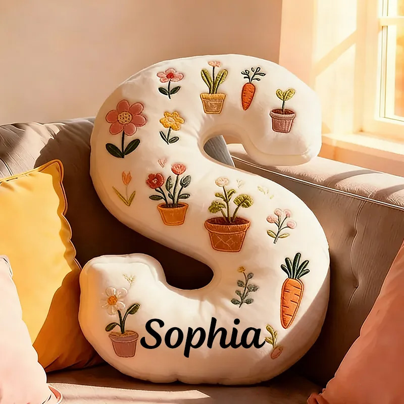  Personalized Plants Letter Pillow Graphic 3D Print Pillow Custom Name Design Pillow for Kids Family