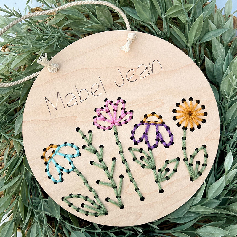 Personalized Flower Sewing Craft Kit for Girls Beginner Yarn Embroidery Set with Custom Name Perfect Easter Gift