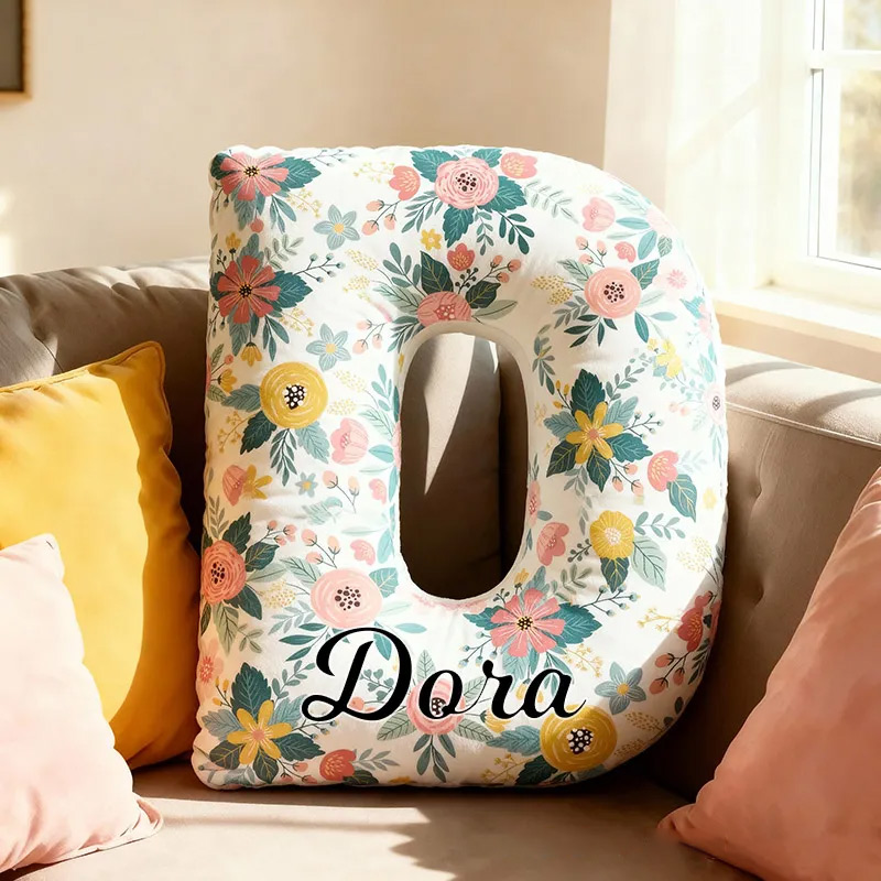 Personalized Cute Flower Letter Pillow Custom Name Pillow for Kids Gardening Lovers Gift