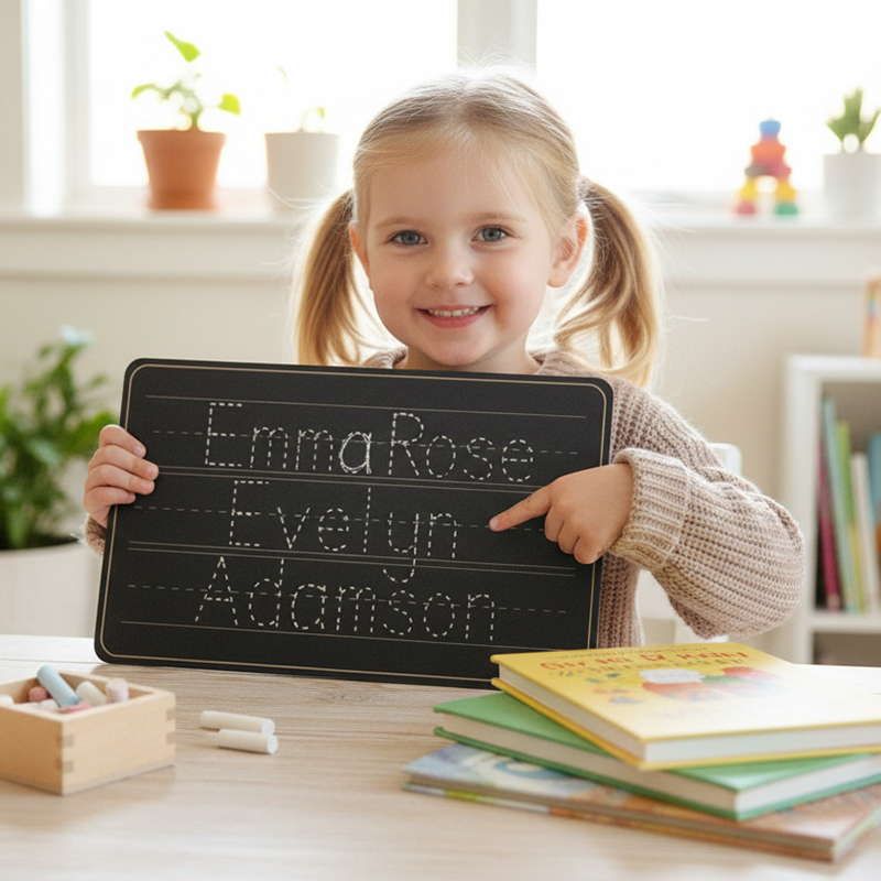 Personalized Name Tracing Chalkboard for Kids Custom 3 Line Design Reusable Learning Tool for Handwriting Practice