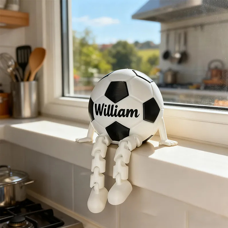 Personalized Soccer Ball Decor with Dangling Legs and Custom Name