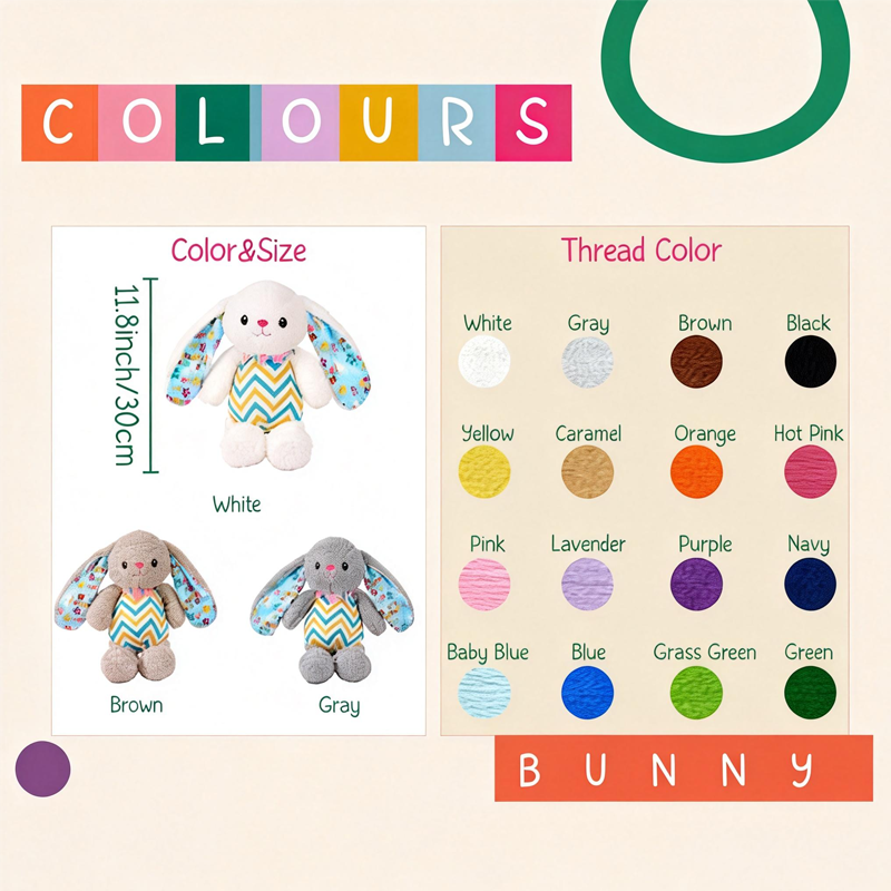 Personalized Easter Bunny Embroidered Plush Rabbit Stuffed Animal for Kids Bunny Plush Toy Easter Gift Baby Shower Plush Toy Newborn Gift